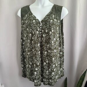Lucky Brand Green Floral Print Tank Top - Sz 3X